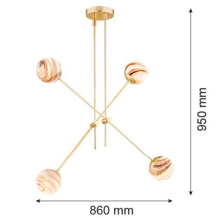 Argon 1840 - Lámpara colgante ABSOS 4xE14/7W/230V alabastro dorado