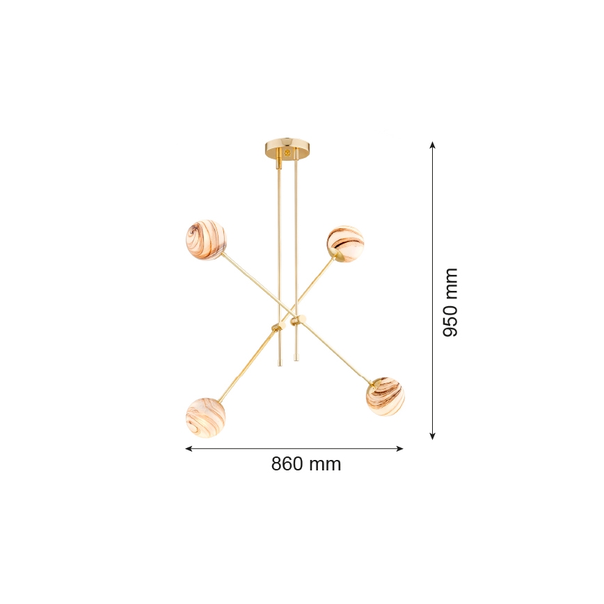 Argon 1840 - Lámpara colgante ABSOS 4xE14/7W/230V alabastro dorado