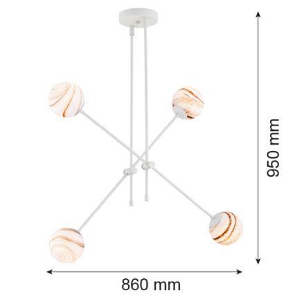 Argon 1841 - Lámpara colgante ABSOS 4xE14/7W/230V alabastro blanco