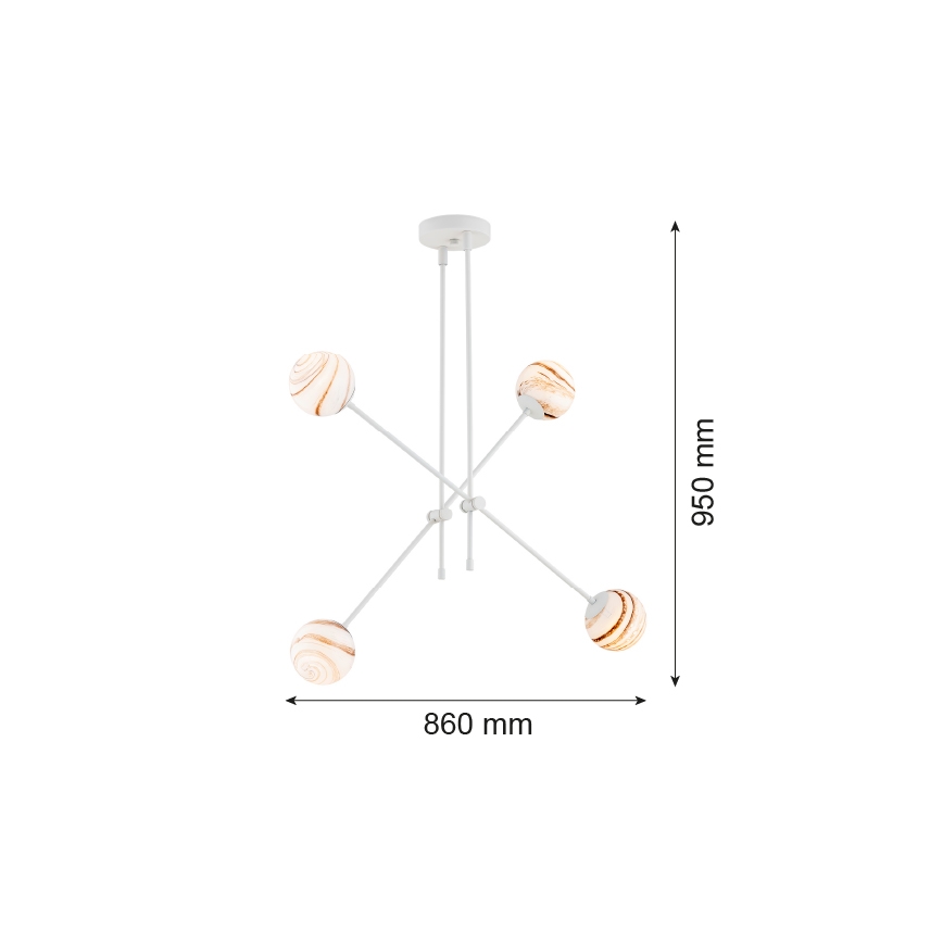 Argon 1841 - Lámpara colgante ABSOS 4xE14/7W/230V alabastro blanco