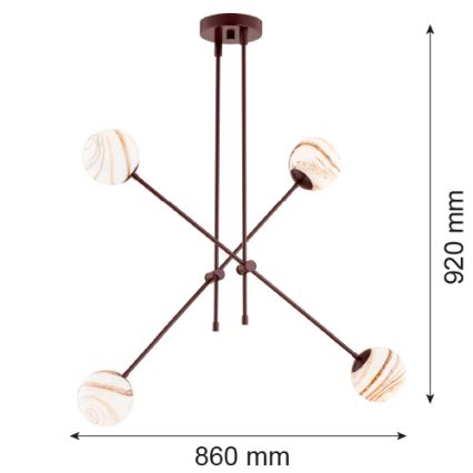 Argon 1842 - Lámpara colgante ABSOS 4xE14/7W/230V alabastro marrón