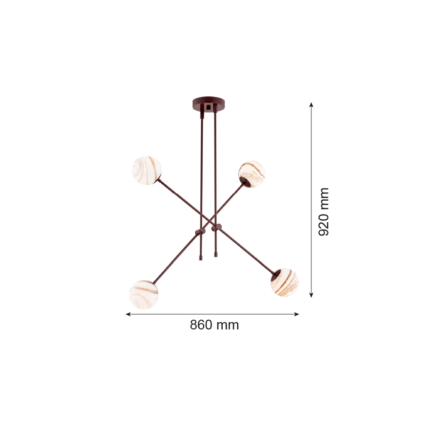 Argon 1842 - Lámpara colgante ABSOS 4xE14/7W/230V alabastro marrón