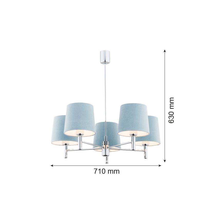 Argon 2076 - Lámpara colgante BOLZANO 5xE27/15W/230V azul