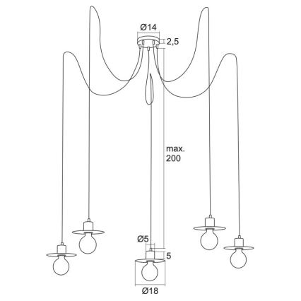 Argon 2077 - Lámpara colgante CORSO 5xE27/15W/230V araña blanco