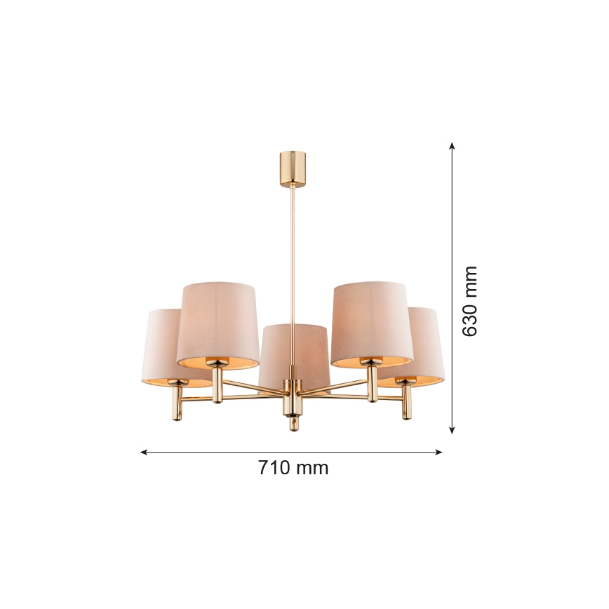 Argon 2105 - Lámpara de araña PONTE 5xE27/15W/230V bronce/beige