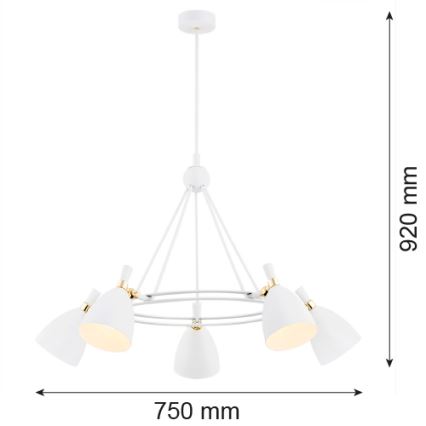 Argon 2117 - Lámpara colgante CHARLOTTE 5xE27/15W/230V blanco/dorado