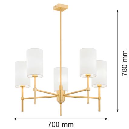 Argon 2134 - Lámpara colgante ABRUZZO 5xE14/15W/230V latón/blanco