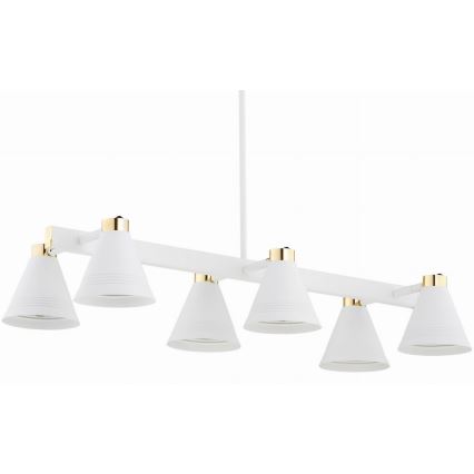 Argon 2551 - Lámpara colgante AVALONE 6xE27/15W/230V blanco/dorado