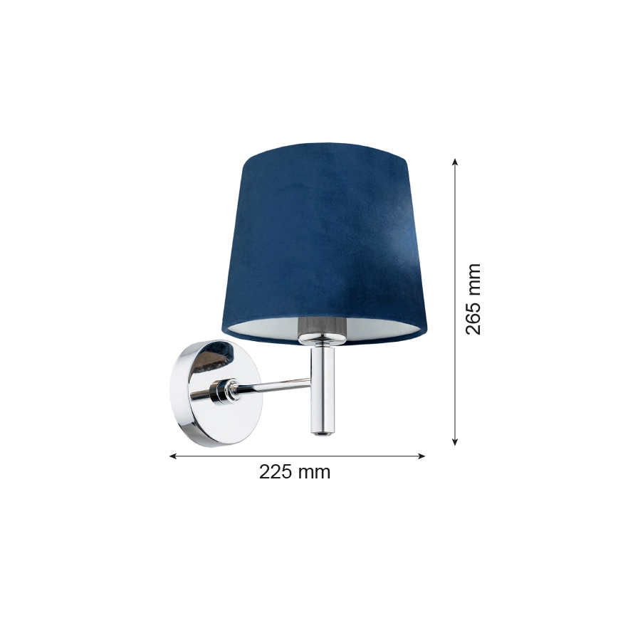 Argon 3908 - Aplique BOLZANO 1xE27/15W/230V azul/cromo brillante