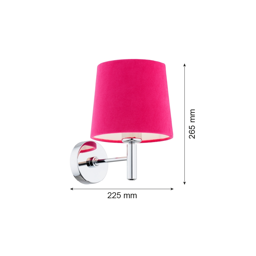 Argon 3909 - Aplique BOLZANO 1xE27/15W/230V rosa/cromo brillante