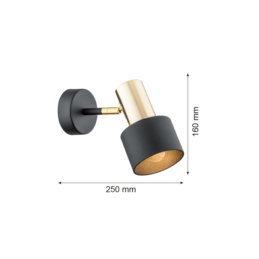 Argon 4265 - Foco de pared DORIA 1xE27/15W/230V negro/cobre