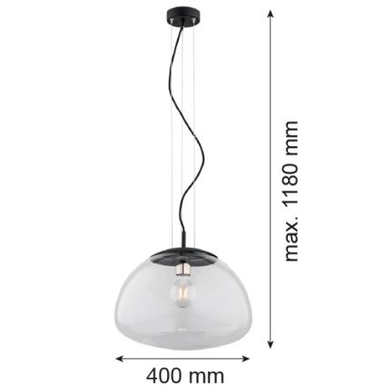 Argon 4351 - Lámpara colgante de cable TRINI 1xE27/15W/230V diámetro 40 cm negro