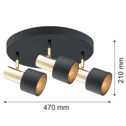 Argon 6006 - Foco DORIA 3xE27/15W/230V negro/bronce