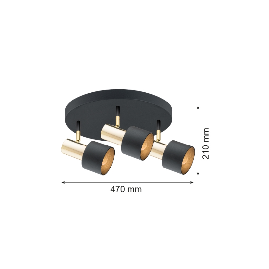 Argon 6006 - Foco DORIA 3xE27/15W/230V negro/bronce