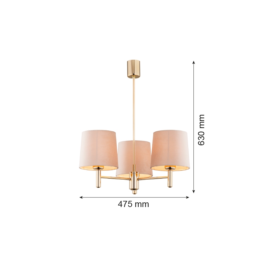 Argon 6109 - Lámpara colgante PONTE 3xE27/15W/230V beige