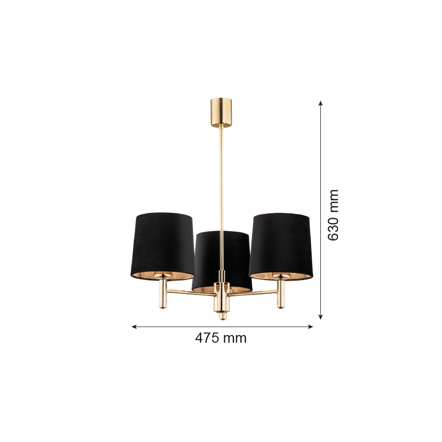 Argon 6111 - Lámpara de araña PONTE 3xE27/15W/230V negro