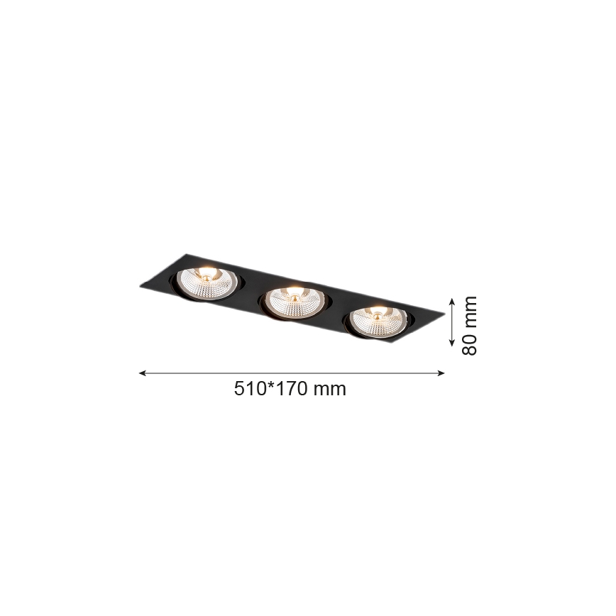 Argon 6116 - Lámpara empotrable OLIMP 3xGU10-AR111/12W/230V negro