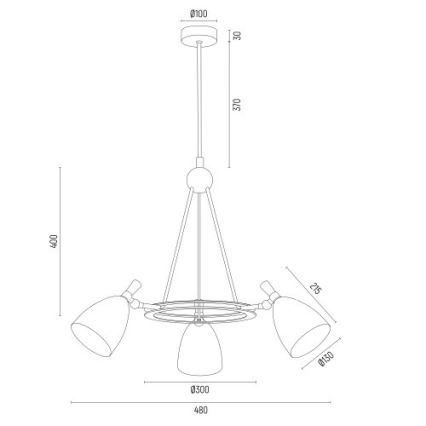 Argon 6148 - Lámpara colgante CHARLOTTE 3xE27/15W/230V blanco/dorado