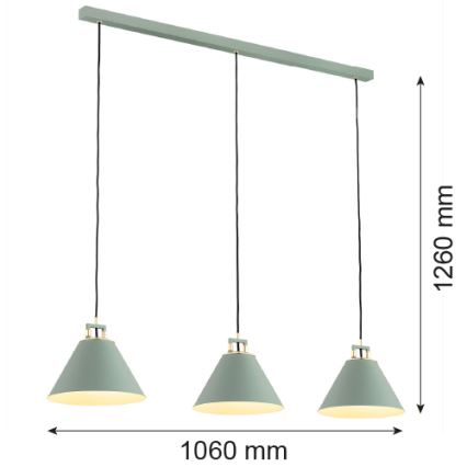 Argon 6177 - Lámpara colgante ORTE 3xE27/15W/230V verde