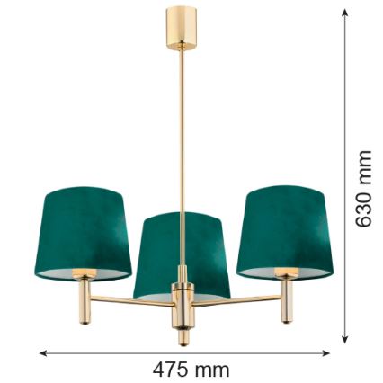 Argon 6192 - Lámpara colgante PONTE 3xE27/15W/230V verde/latón