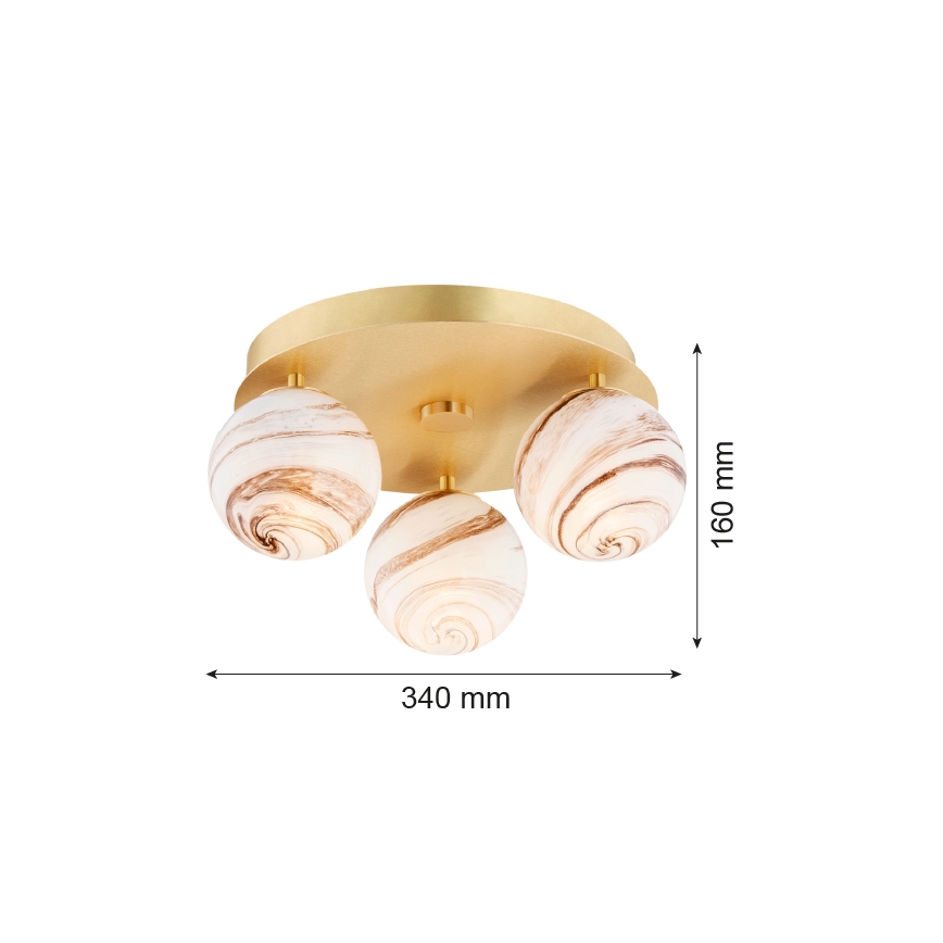 Argon 6290 - Plafón FABIO 3xE14/7W/230V alabastro dorado