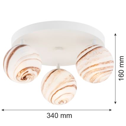Argon 6291 - Plafón FABIO 3xE14/7W/230V alabastro blanco