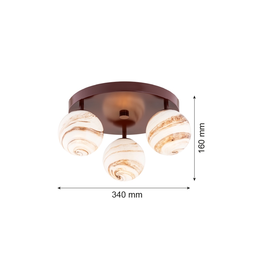 Argon 6292 - Plafón FABIO 3xE14/7W/230V alabastro marrón