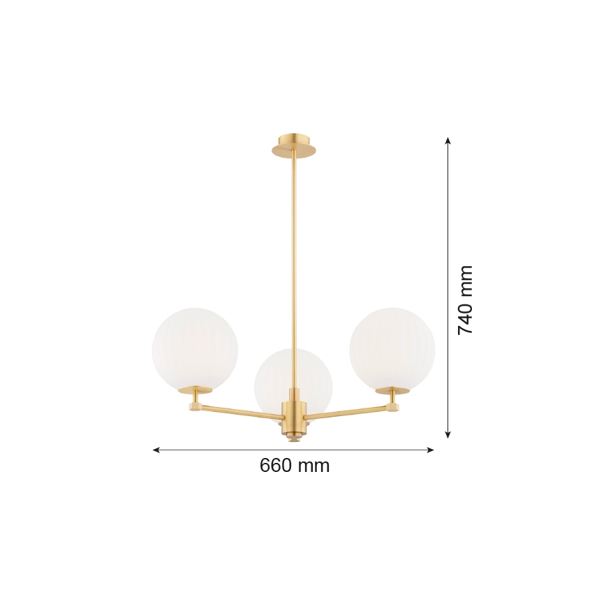 Argon 6307 - Lámpara colgante PALOMA 3xE14/7W/230V dorado/blanco