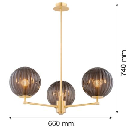 Argon 6310 - Lámpara colgante PALOMA 3xE14/7W/230V dorado/negro