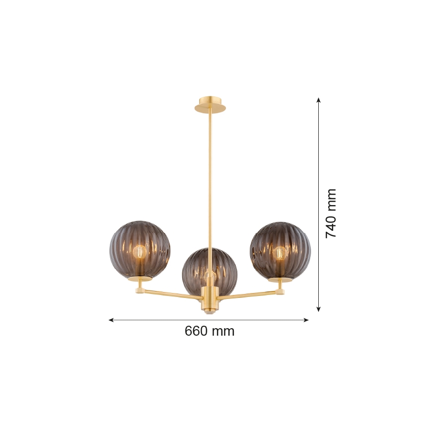 Argon 6310 - Lámpara colgante PALOMA 3xE14/7W/230V dorado/negro