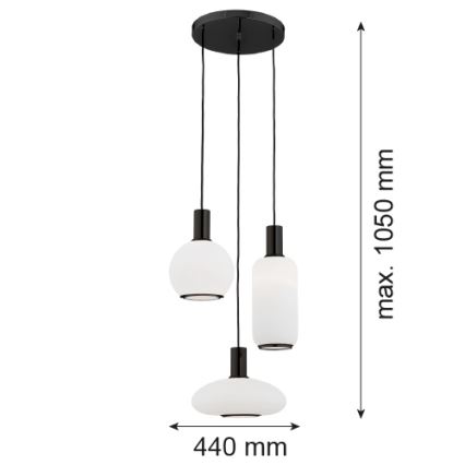 Argon 6323 - Lámpara colgante SAGUNTO PLUS 3xE27/15W/230V negro