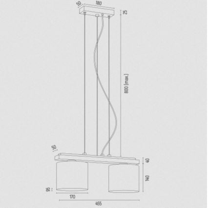 Argon 7164 - Lámpara colgante CANOA 2xE27/15W/230V negro