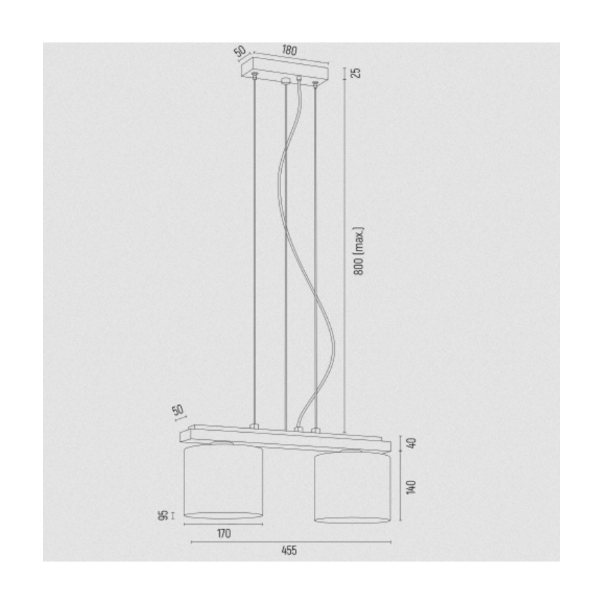 Argon 7164 - Lámpara colgante CANOA 2xE27/15W/230V negro
