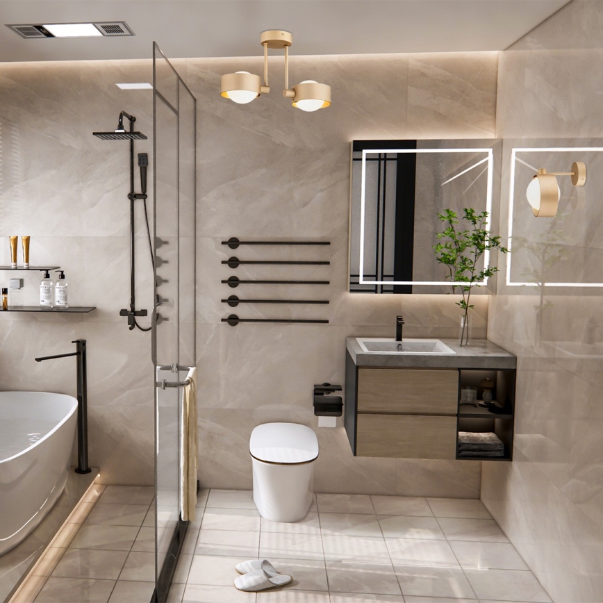 Argon 7215 - Lámpara colgante de baño MASSIMO PLUS 2xG9/6W/230V IP44 dorado