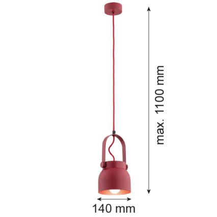 Argon 8292 - Lámpara colgante LOGAN 1xE27/15W/230V diá. 14 cm rojo