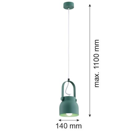 Argon 8293 - Lámpara colgante LOGAN 1xE27/15W/230V diá. 14 cm verde