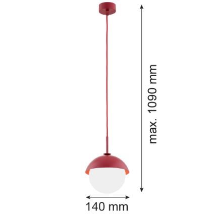 Argon 8296 - Lámpara colgante CAPPELLO 1xE27/15W/230V rojo