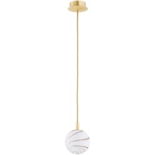 Argon 8450 - Lámpara colgante ALMIROS 1xE14/7W/230V diá. 12 cm alabastro dorado