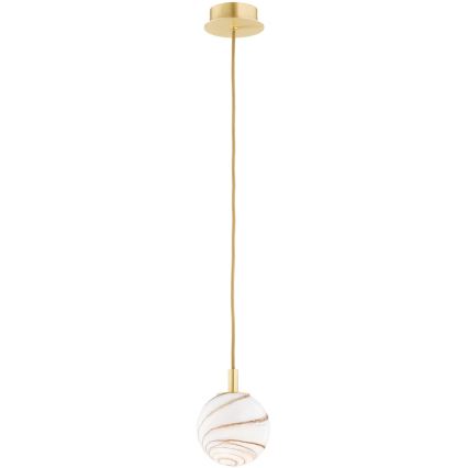 Argon 8450 - Lámpara colgante ALMIROS 1xE14/7W/230V diá. 12 cm alabastro dorado