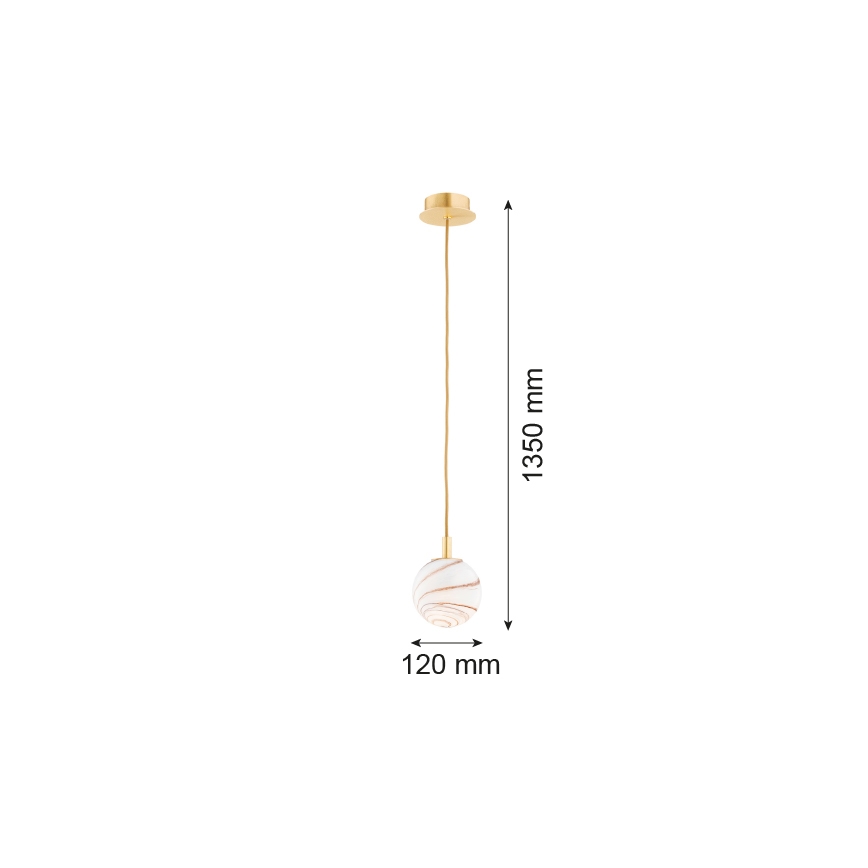 Argon 8450 - Lámpara colgante ALMIROS 1xE14/7W/230V diá. 12 cm alabastro dorado