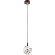 Argon 8452 - Lámpara colgante ALMIROS 1xE14/7W/230V diá. 12 cm alabastro marrón/dorado