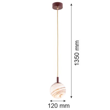 Argon 8452 - Lámpara colgante ALMIROS 1xE14/7W/230V diá. 12 cm alabastro marrón/dorado