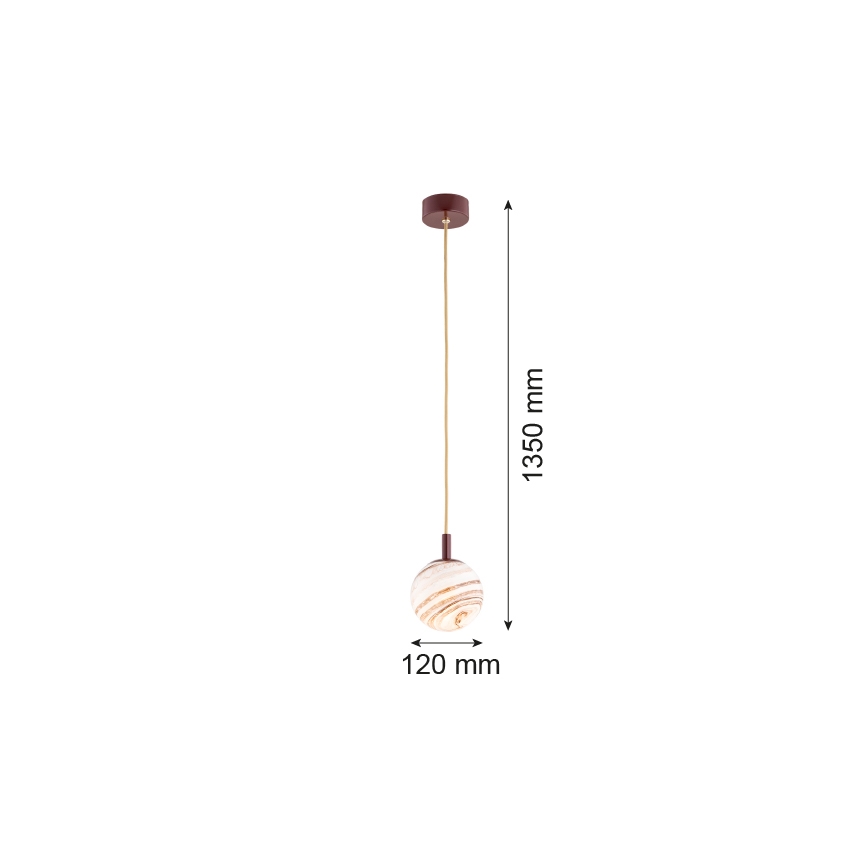 Argon 8452 - Lámpara colgante ALMIROS 1xE14/7W/230V diá. 12 cm alabastro marrón/dorado