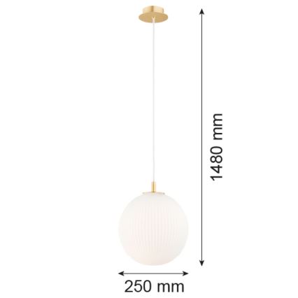 Argon 8507 - Lámpara colgante PALOMA 1xE27/15W/230V diá. 25 cm dorado/blanco