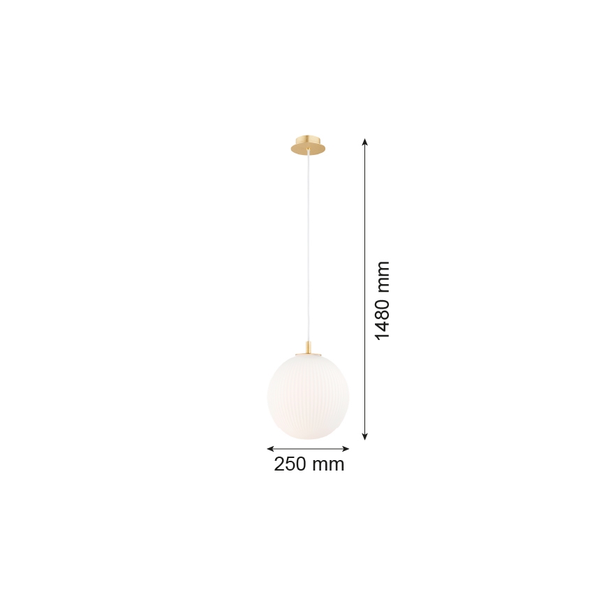 Argon 8507 - Lámpara colgante PALOMA 1xE27/15W/230V diá. 25 cm dorado/blanco
