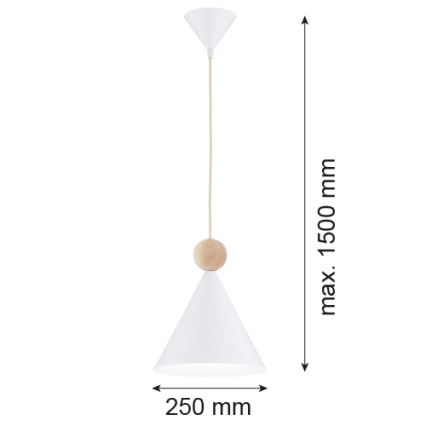 Argon 8629 - Lámpara colgante KEGEL 1xE27/15W/230V blanco