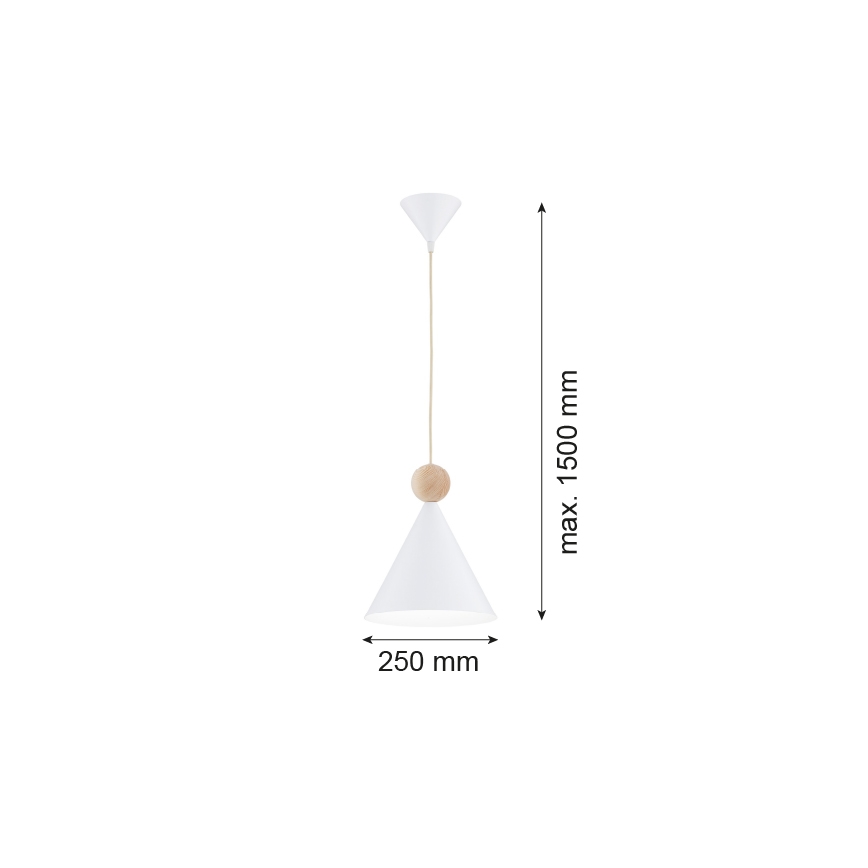 Argon 8629 - Lámpara colgante KEGEL 1xE27/15W/230V blanco