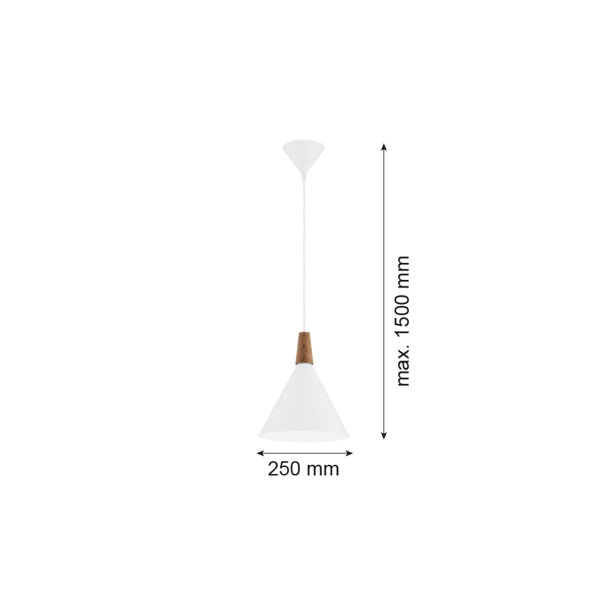 Argon 8630 - Lámpara colgante KEGEL 1xE27/15W/230V blanco