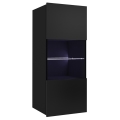 Armario de pared con iluminación LED PAVO 117x45 cm negro brillante
