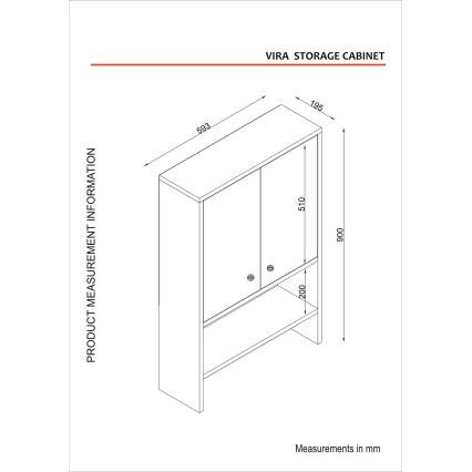 Armario de pared para baño VIRA 90x59 cm blanco